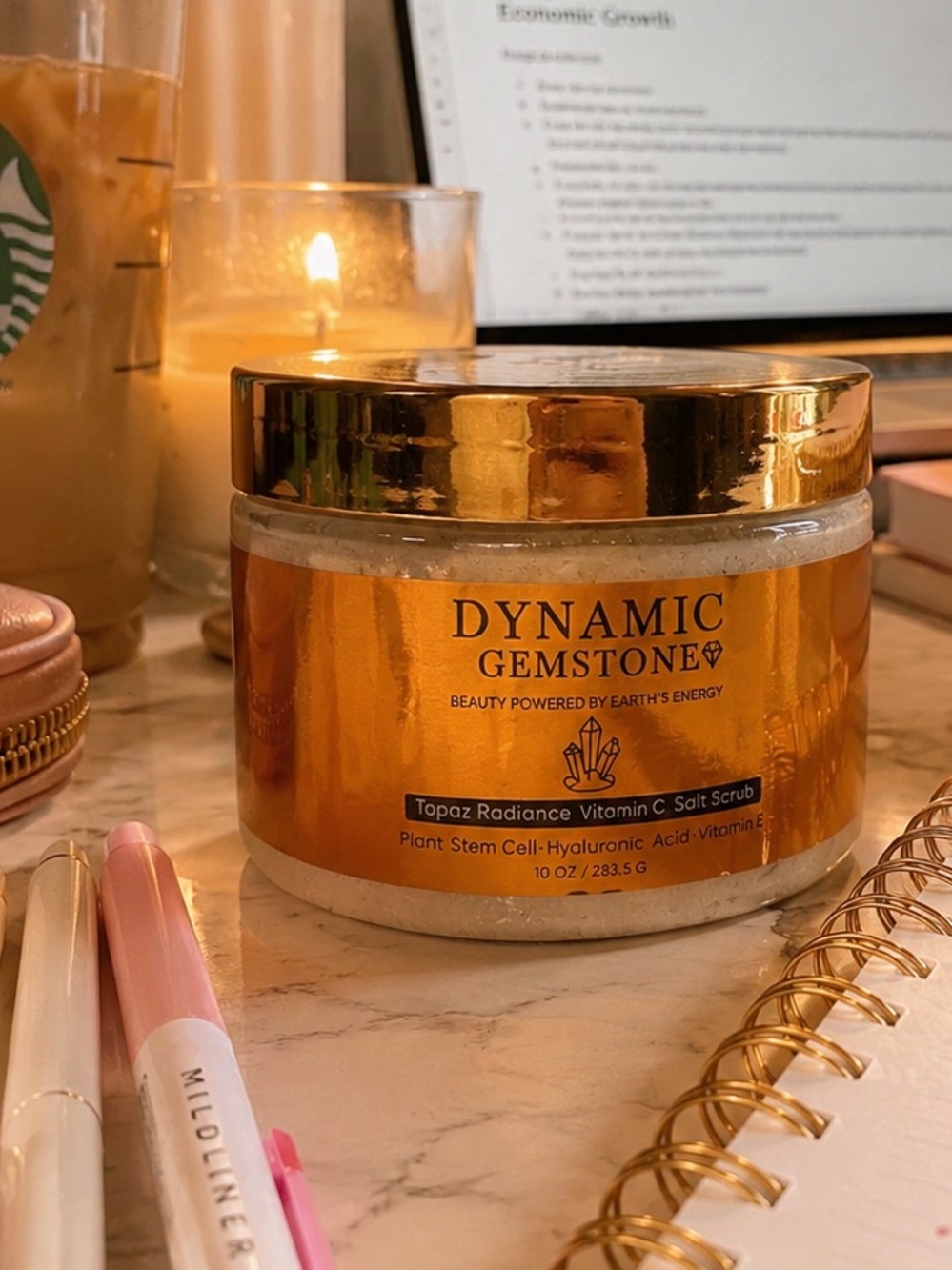 Dynamic Gemstone Topaz Radiance Vitamin C Salt Scrub Luxury Body Exfoliator